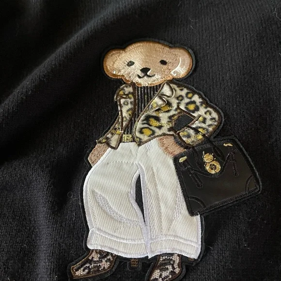 Polo Black Sweater with Bear patch. Adorable 🧸 wore once - Picture 4 of 5
